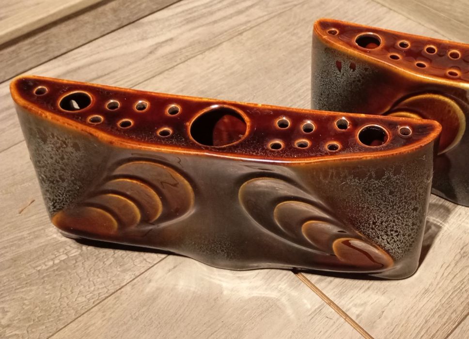 Ceramiczny Nawilżacz Mirostowice Motyl ikebana porcelit z PRL, wazon n