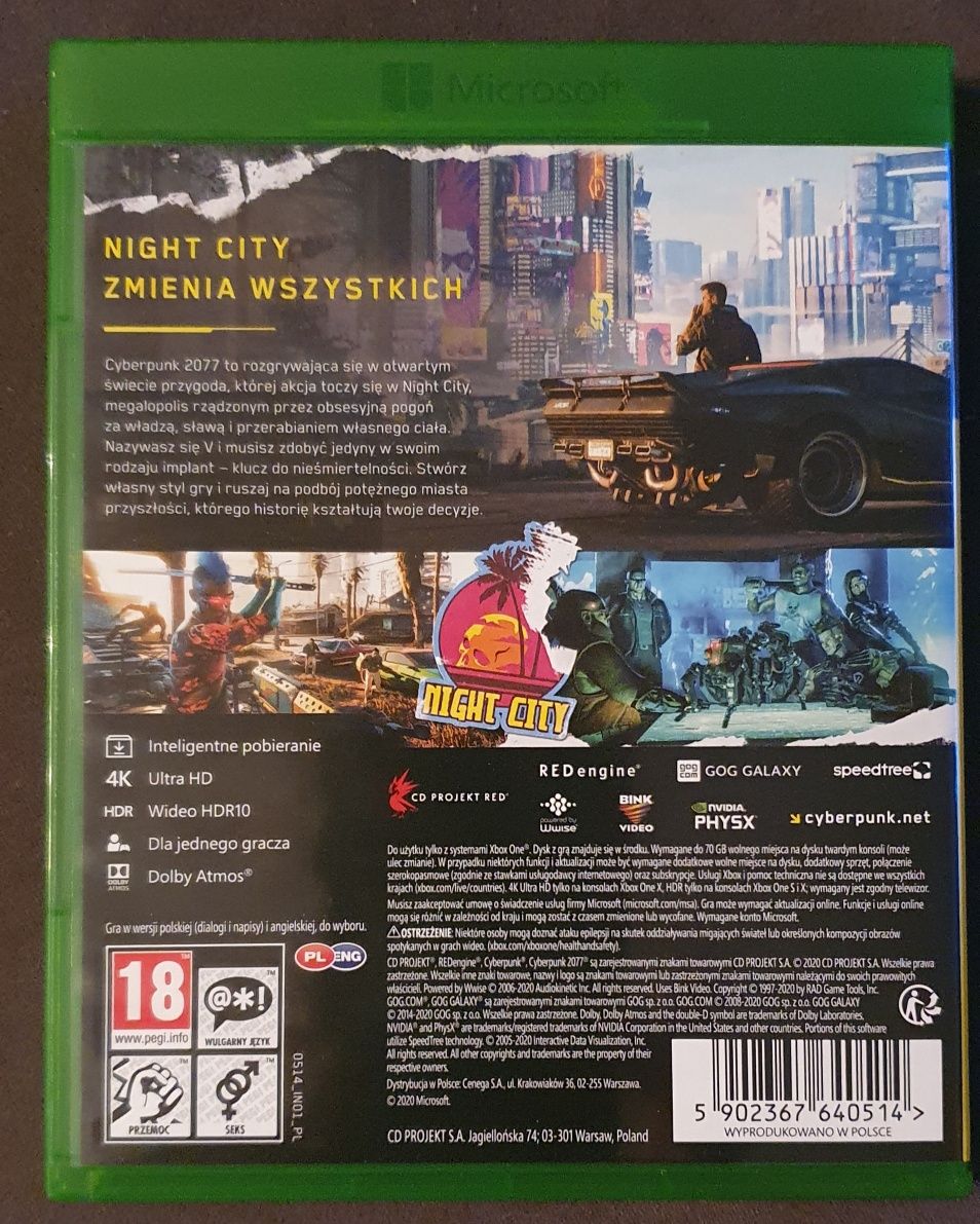 CyberPunk 2077 - Xbox One wersja z dodatkami jak nowa!