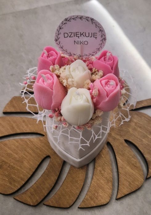 Flower box świece sojowe mini prezent dzień nauczyciela ozdoba