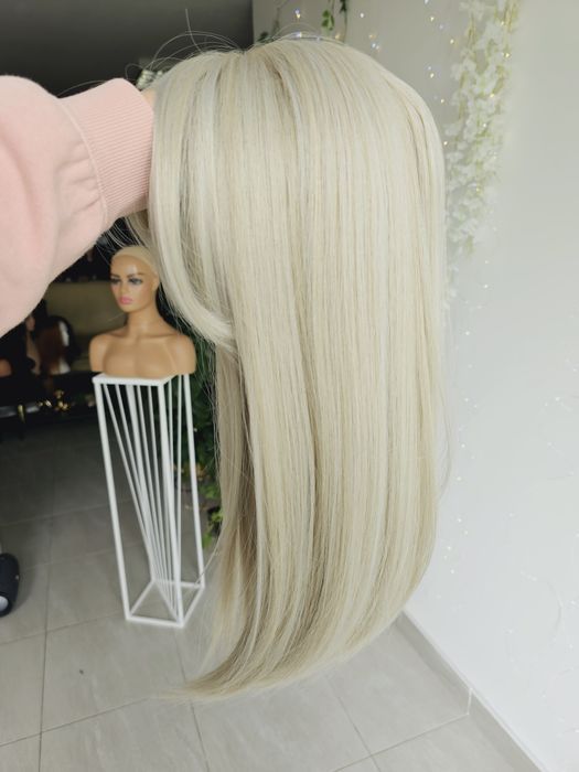 Topper popielaty blond 3D Wiola 55 cm zagęszczenie włosów