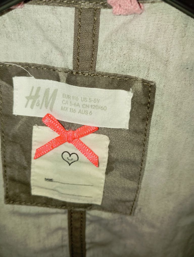 H&M szara parka płaszczyk wiosenny w kwiaty 116 (5/6 lat)