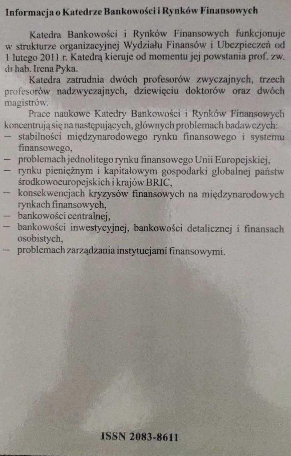 Zarządzanie instytucjami finansowymi w niestab. otoczeniu gospodarczym