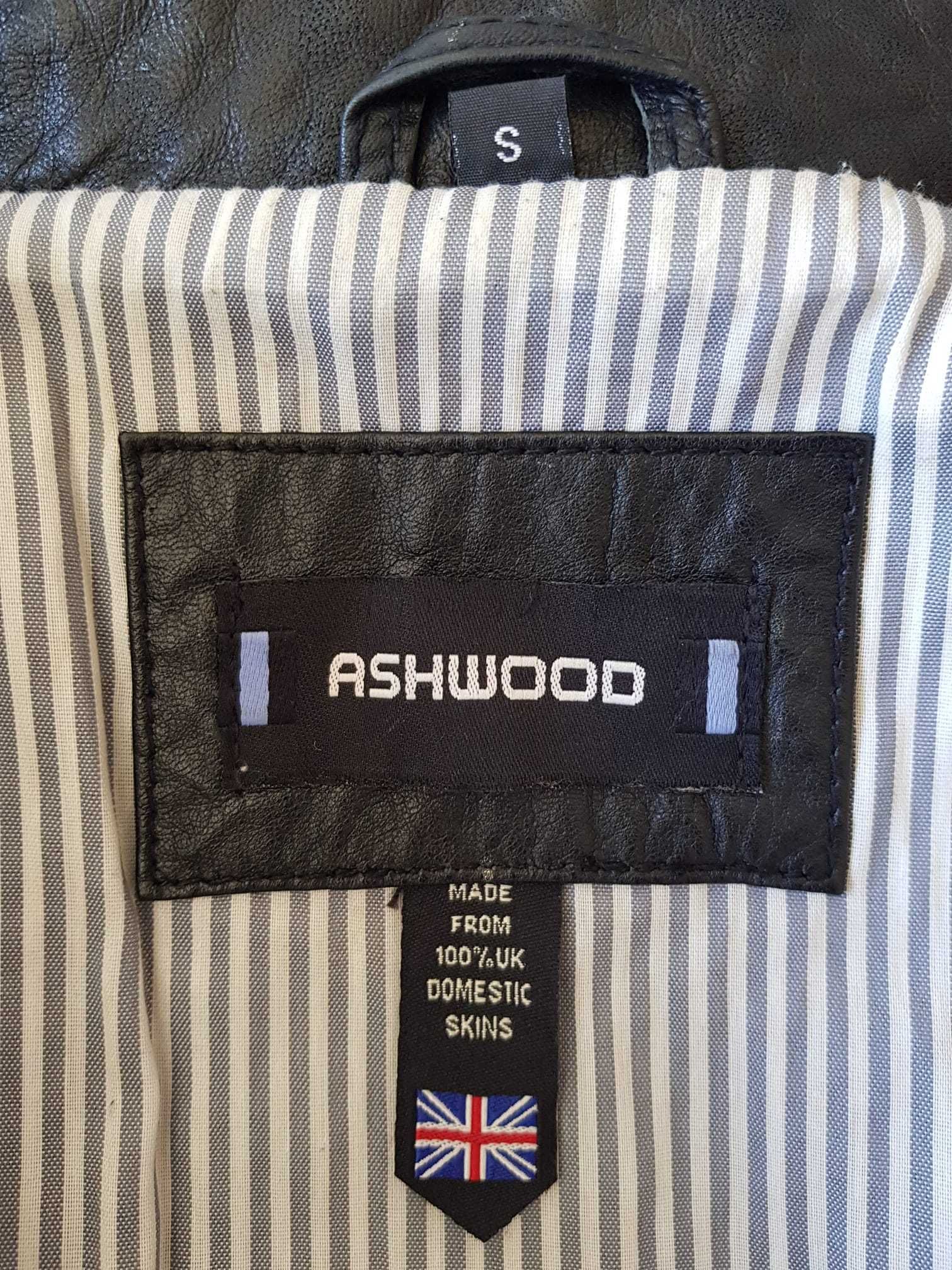 Blusão casaco pele Ashwood biker bomber preto S como novo
