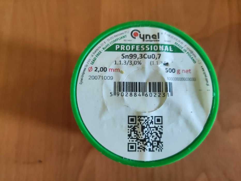 Nowa cyna Cynel Sn99,3cu07 2.0mm 500g