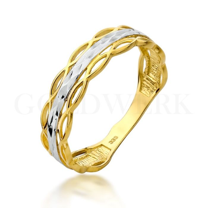 Piękny Złoty Pierścionek 333 Ażurowy Obrączka Złota Ażurowa Grecka