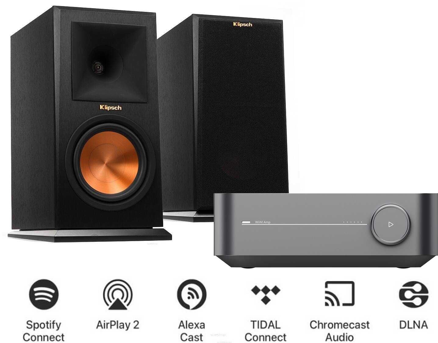 Sieciowy wzmacniacz Wiim AMP z kolumnami Klipsch RP-160M