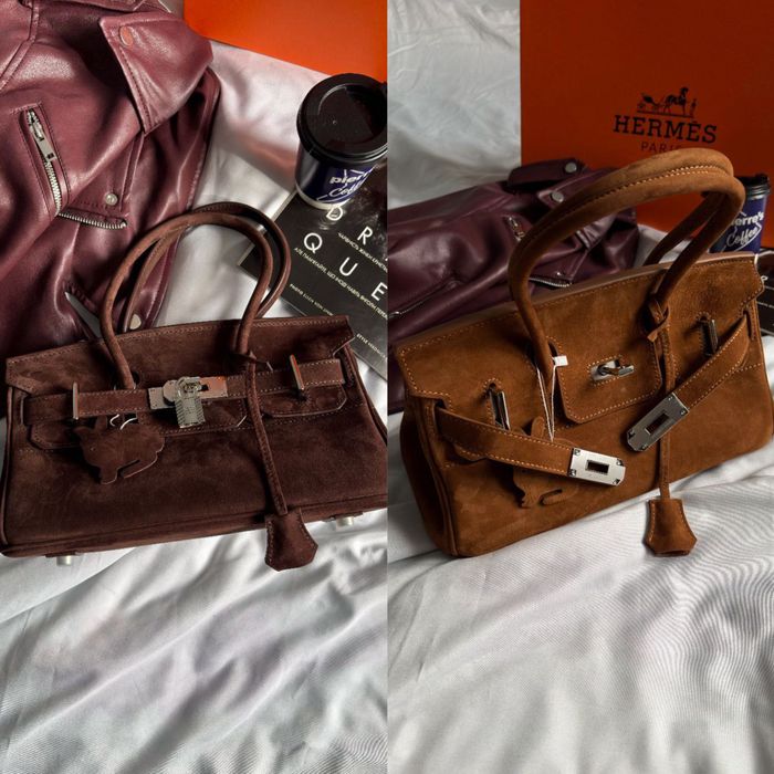 Сумка Hermes Birkin 30 замша | шоколадна, коричнева | срібна фурнітура