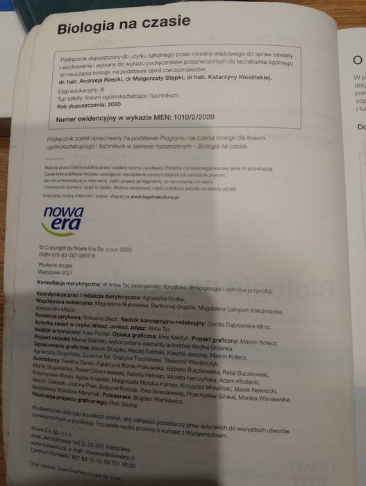 Podręcznik do biologii zakres rozszerzony klasa 2