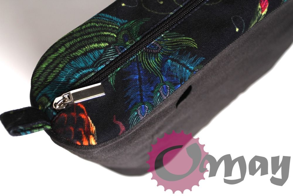 Czarny Welur organizer OBAG MINI pawie oczko 2 kieszenie wkład OMAY