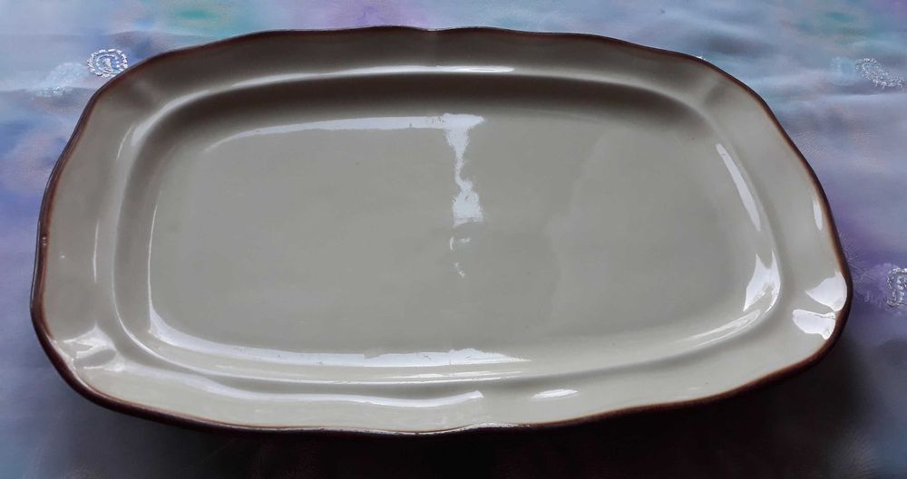 Półmisek prostokątny beżowy porcelitowy Pruszków PRL