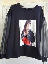 Жіноча нарядна кофта блуза з шифоновими рукавами, женская кофта Турція