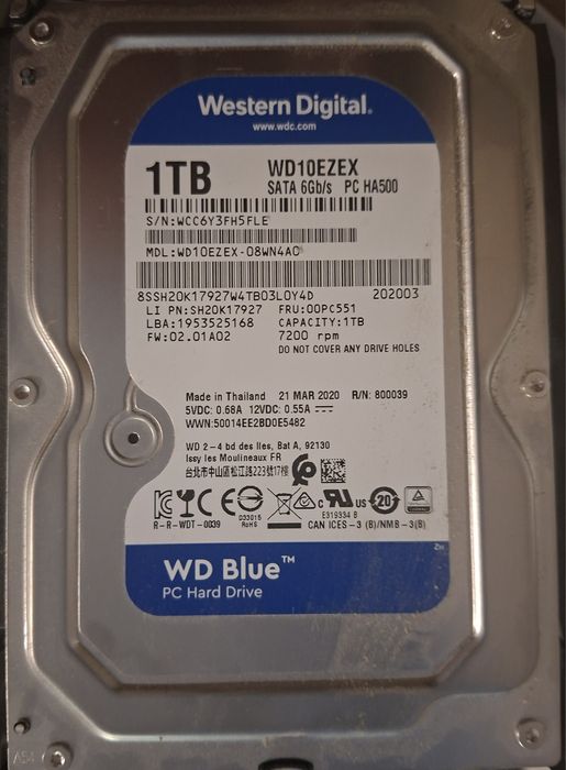 Dysk wd blue 1tb 3,5 cala do komputera stacjonarnego