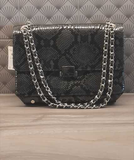 Uterque/Massimo Dutti torebka wizytowa na ramię zielonoszara nowa