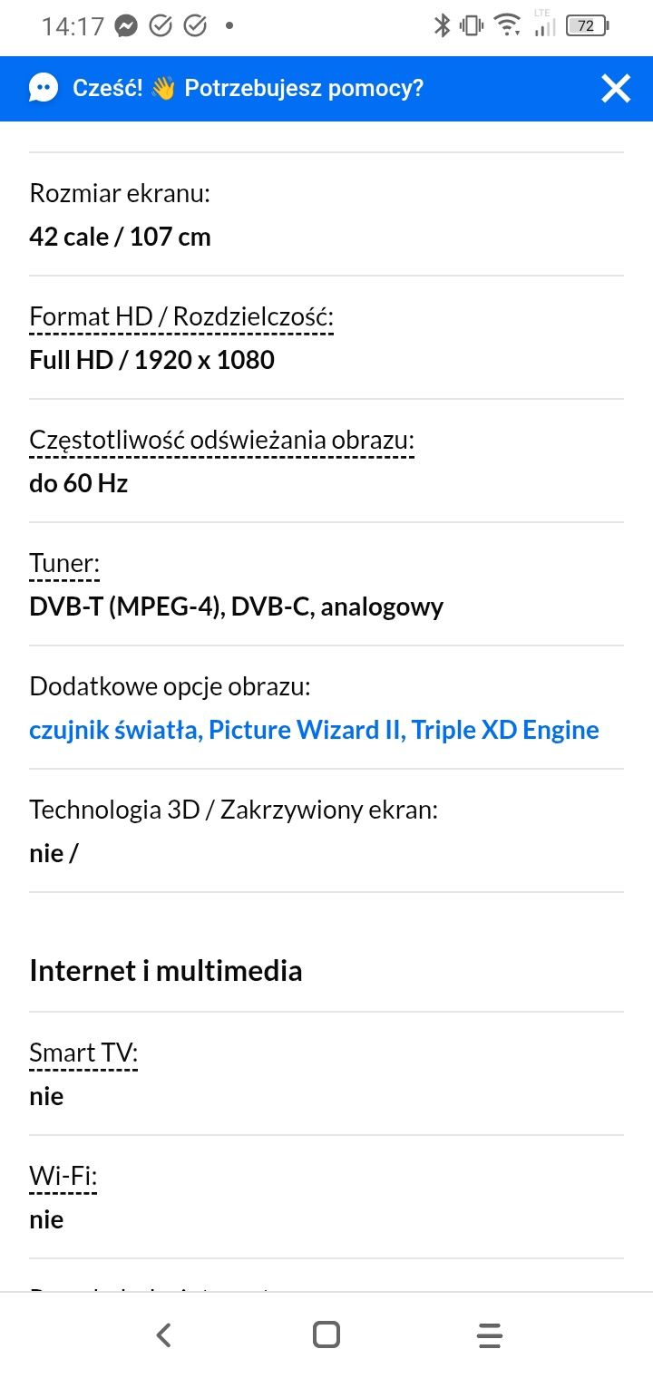 Telewizor  42 całe okazja