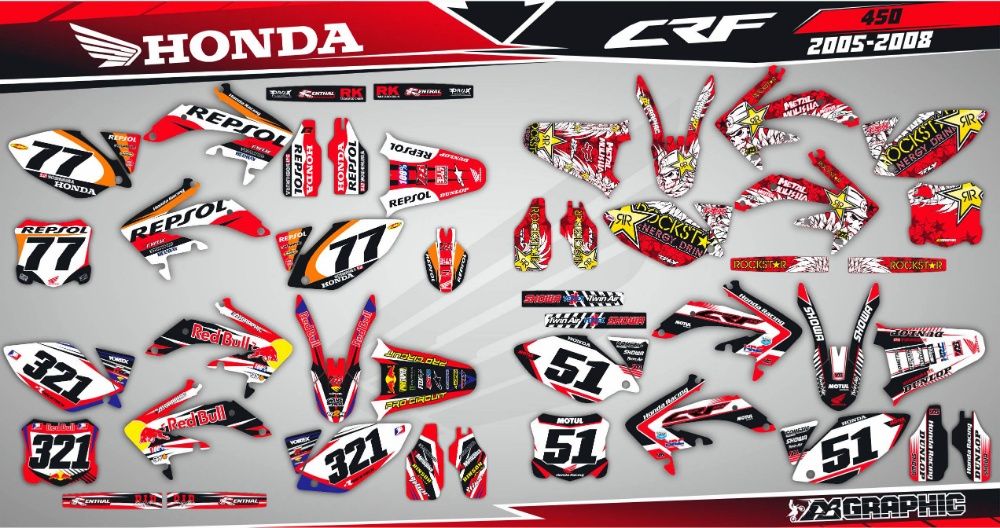 Наклейки Графіка на Мото Honda CR CRF XR FMX 85 125 150 250 450 650