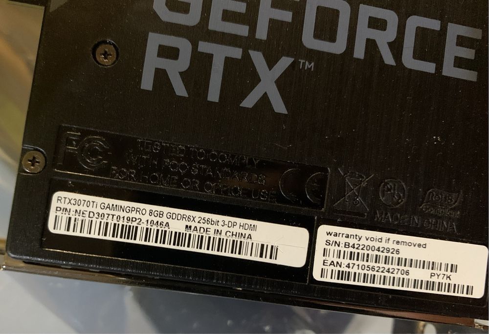 Відеокарта palit RTX 3070TI 8gb gamingpro