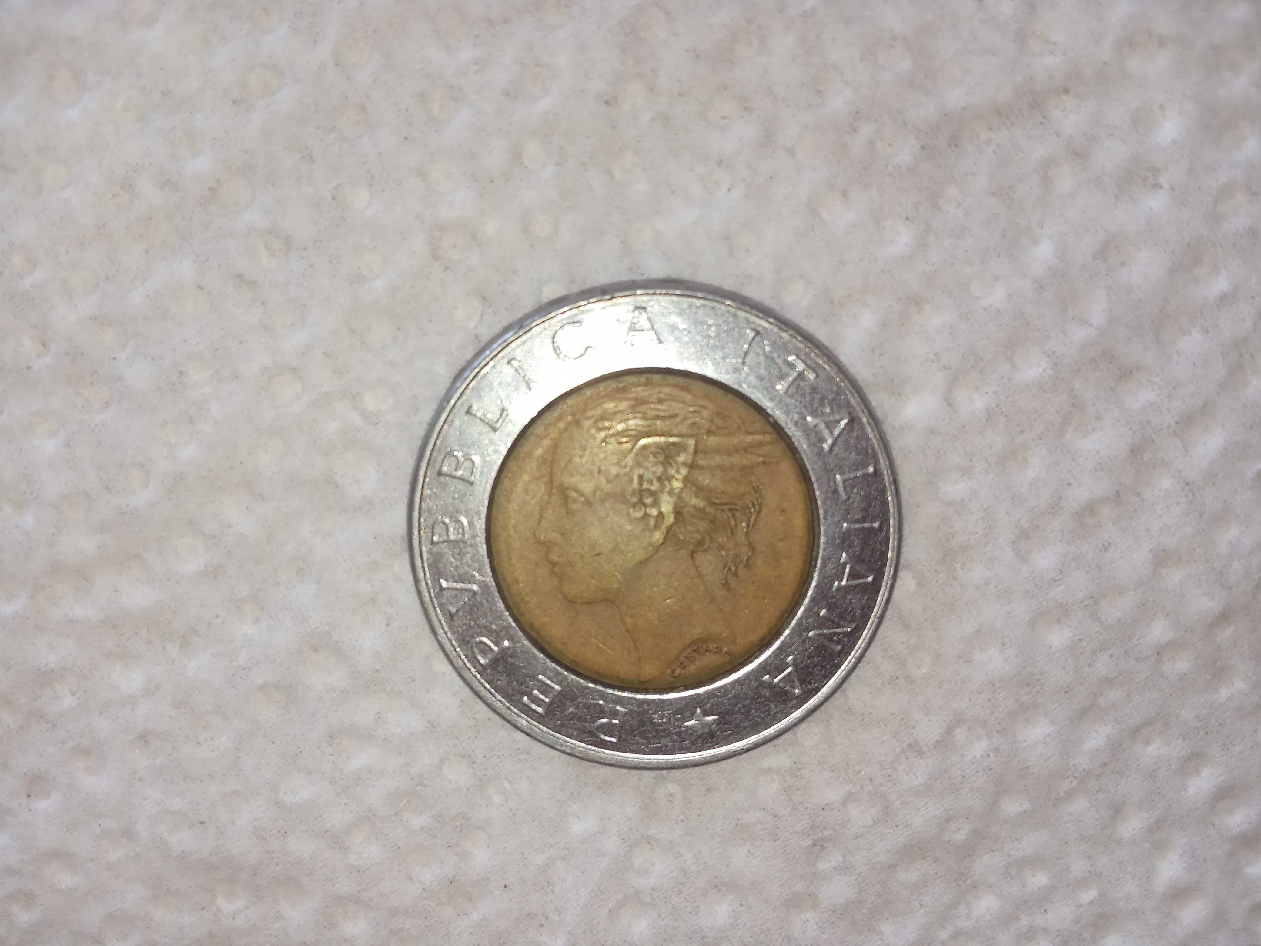 Moneta  Włochy, 500 Lire, 1993r Stan Idealny