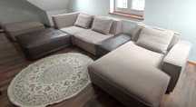 Sofa modułowa INTERLIVING. Tkanina i skóra. Dostępny próbnik tkaniny.