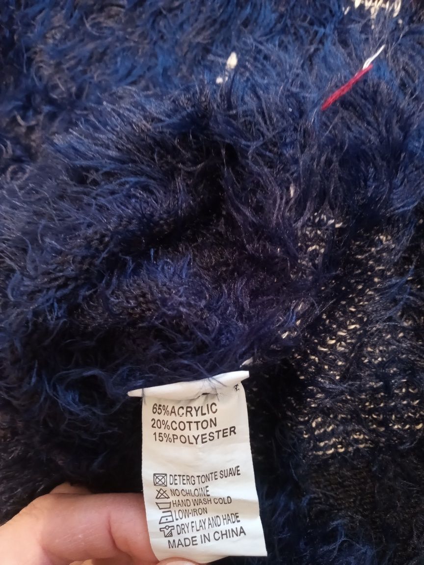 Sweter włochacz XS/S dlugi granat