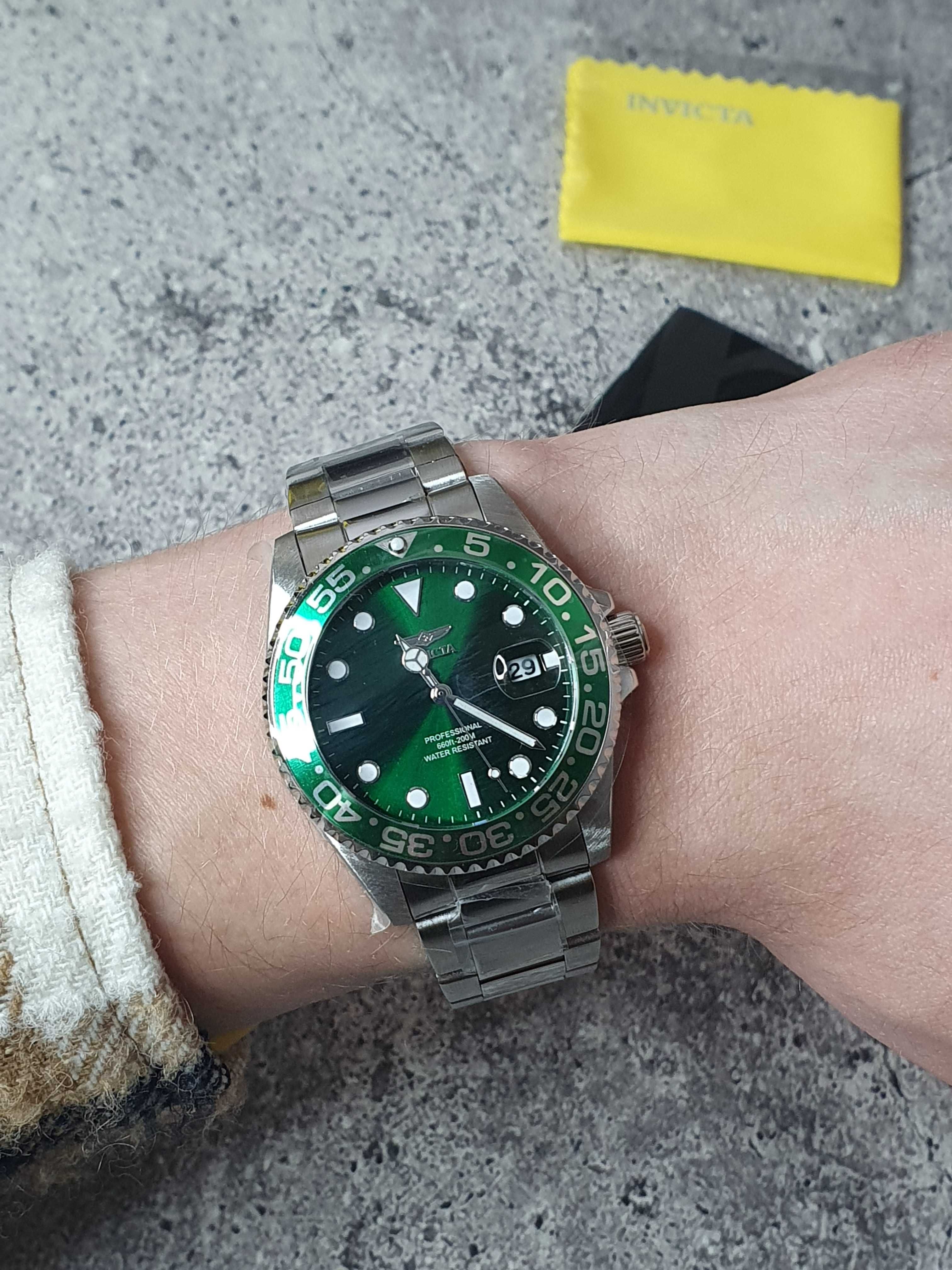 Оригінальні Кварцові Наручні Годинники INVICTA Pro Diver Quartz Green