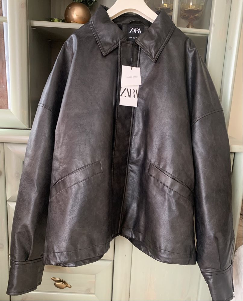 Zara kurtka męska ze sztucznej skóry (rozmiar XL)