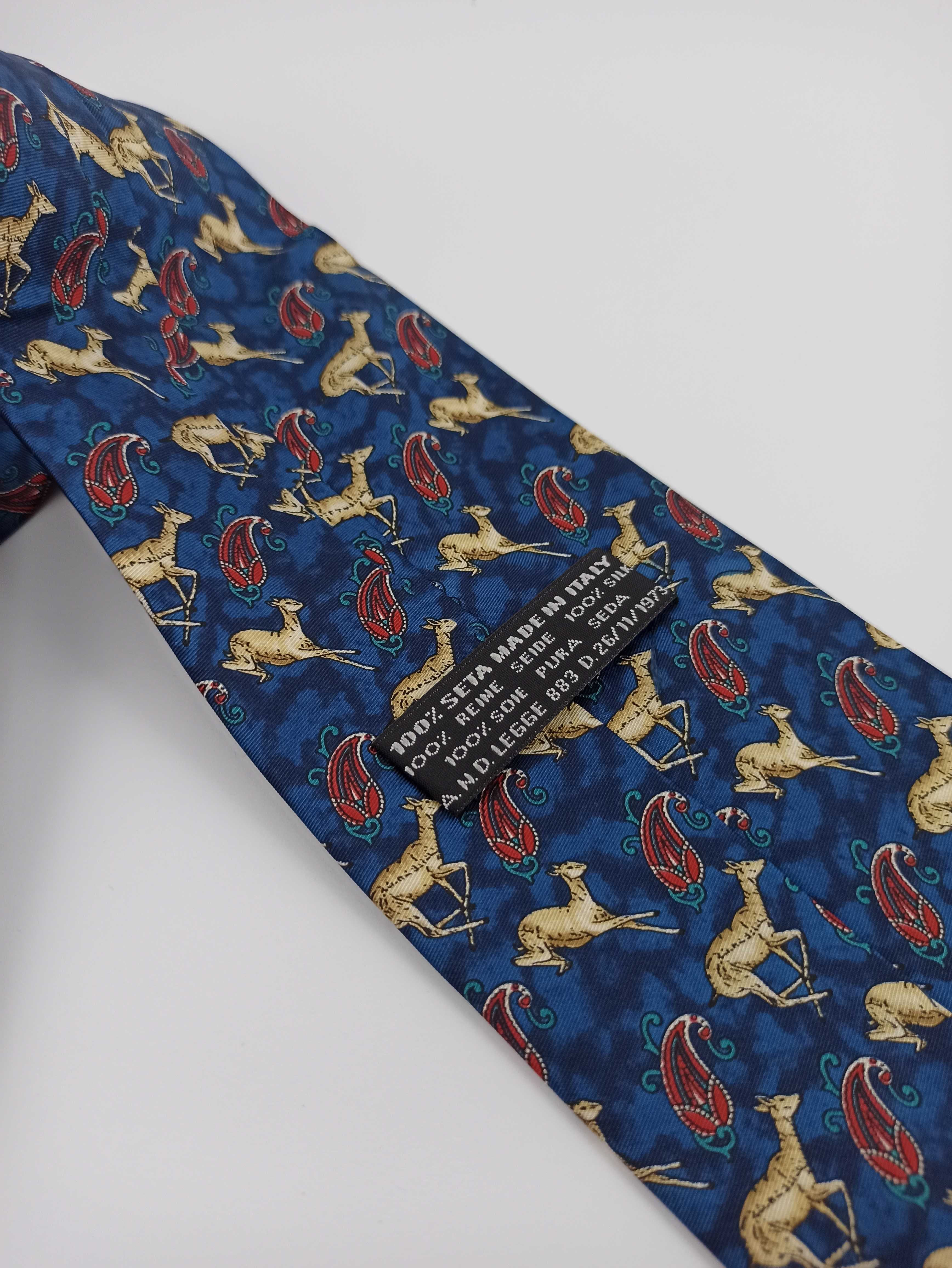 Włoski jedwabny krawat myśliwski sarny paisley