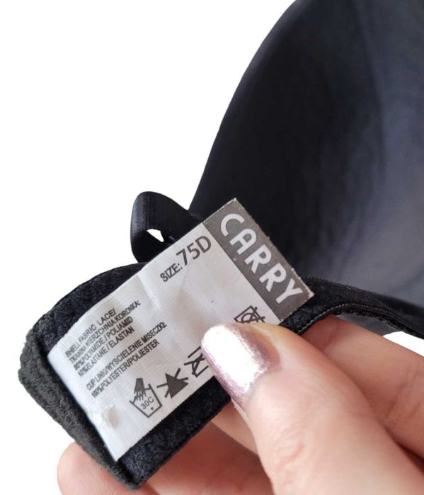 Czarny koronkowy stanik biustonosz bez fiszbin 75D CARRY bielizna