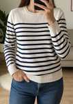 Bialy bawelniany sweter m