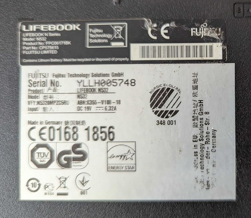 Продам ноутбук Fujitsu Lifebook N532 17,3" на запчастини