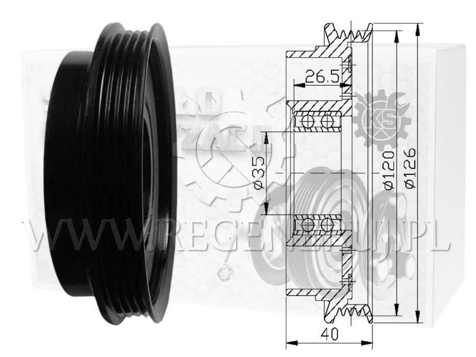 SPRZĘGŁO Sprężarki Klimatyzacji DENSO 7SBU16C 4PK 120MM 35x52x22