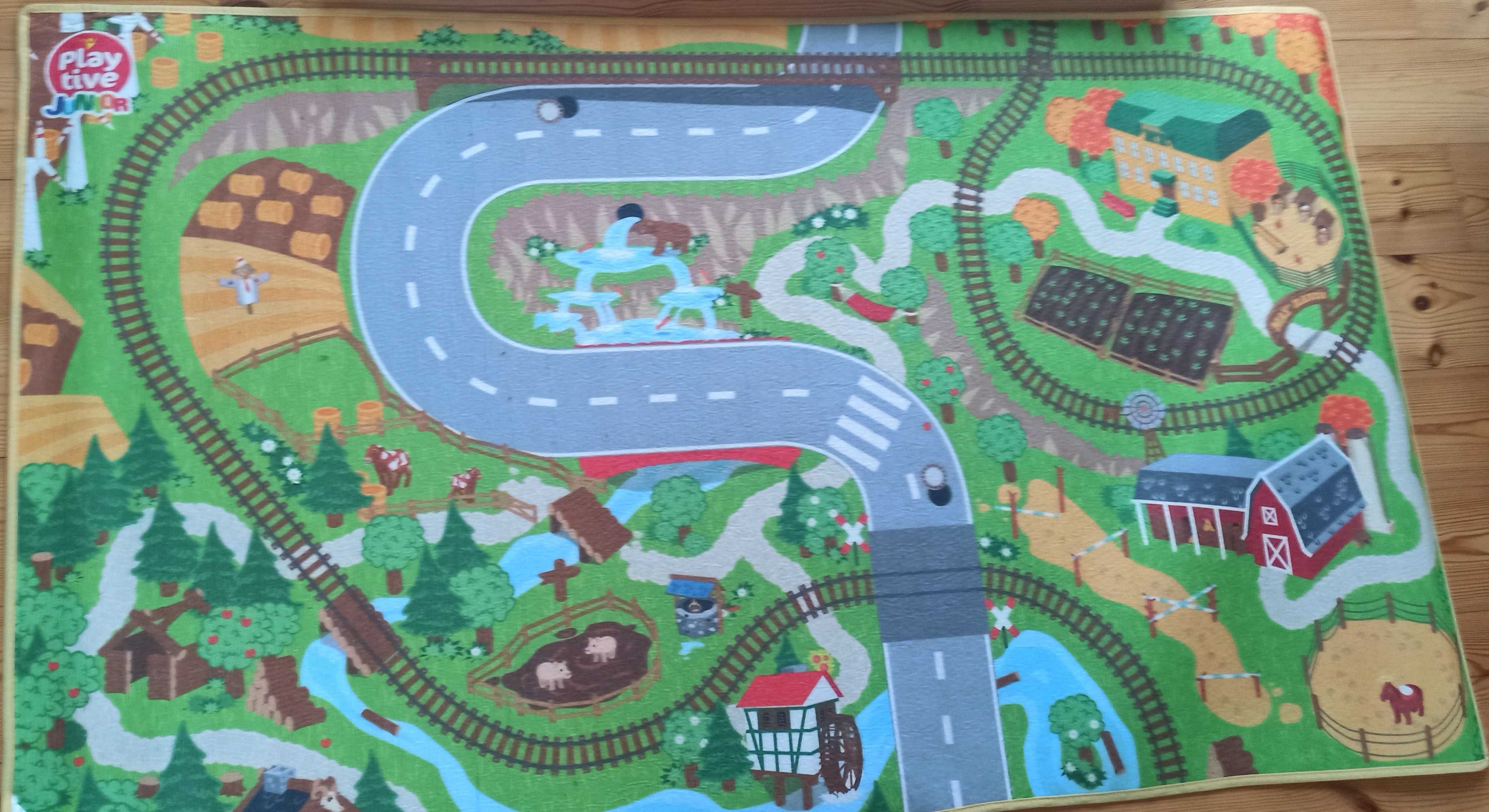 Dwustronny dywan do zabawy - miasto/wieś 150x90cm
