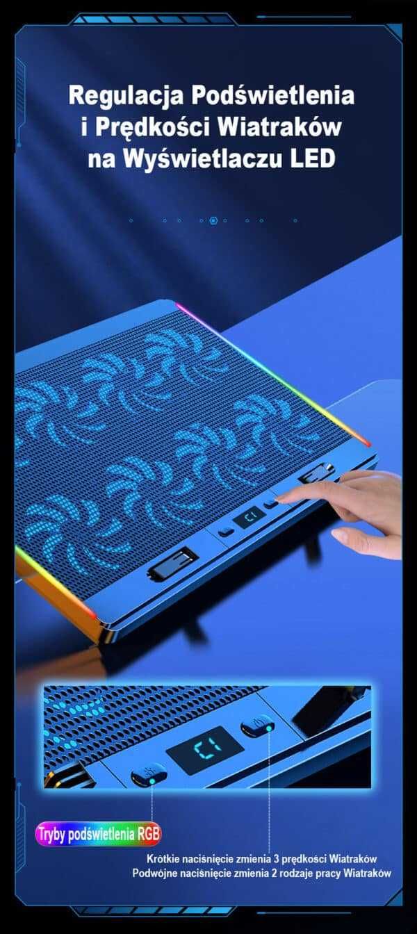 Podstawka Chłodząca cooling pad pod laptop-a do 17'' 8xwentylator