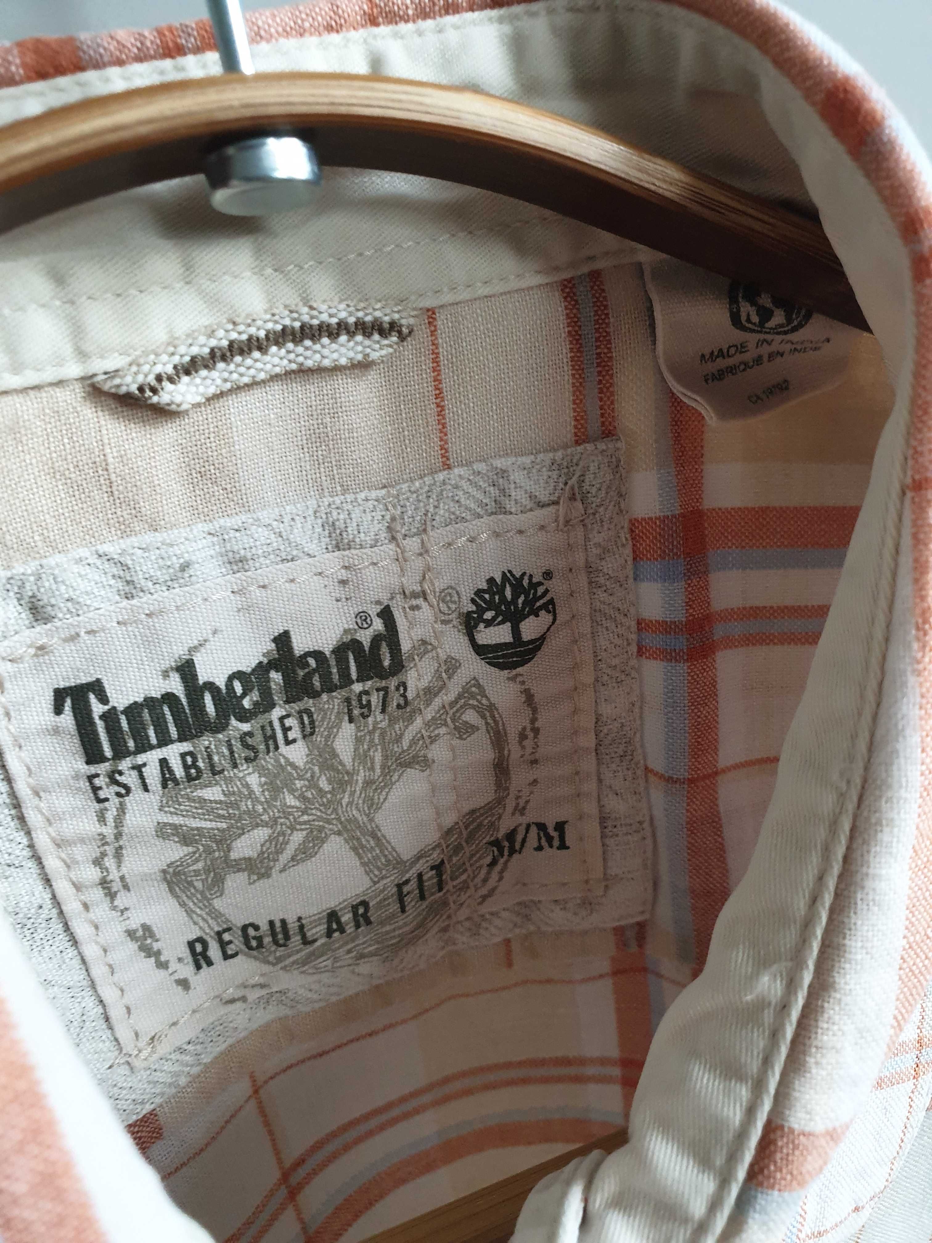 Lniana koszula w kratę z krótkim rękawem Timberland męska M