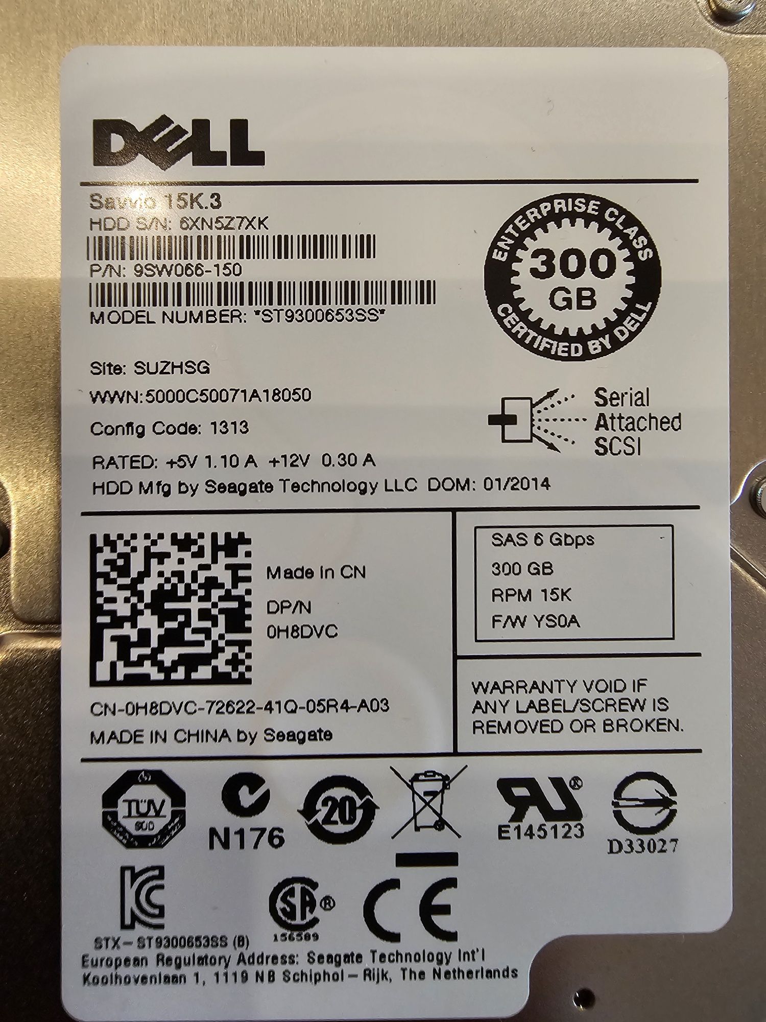 Dysk twardy HDD DELL 2,5" 300GB SAS 6Gbps RPM 15k