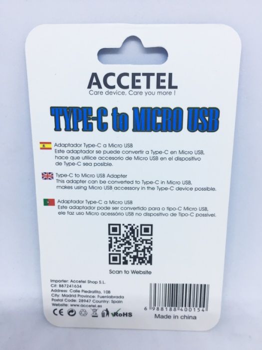 Adaptador Type-C (USB-C) para Micro USB