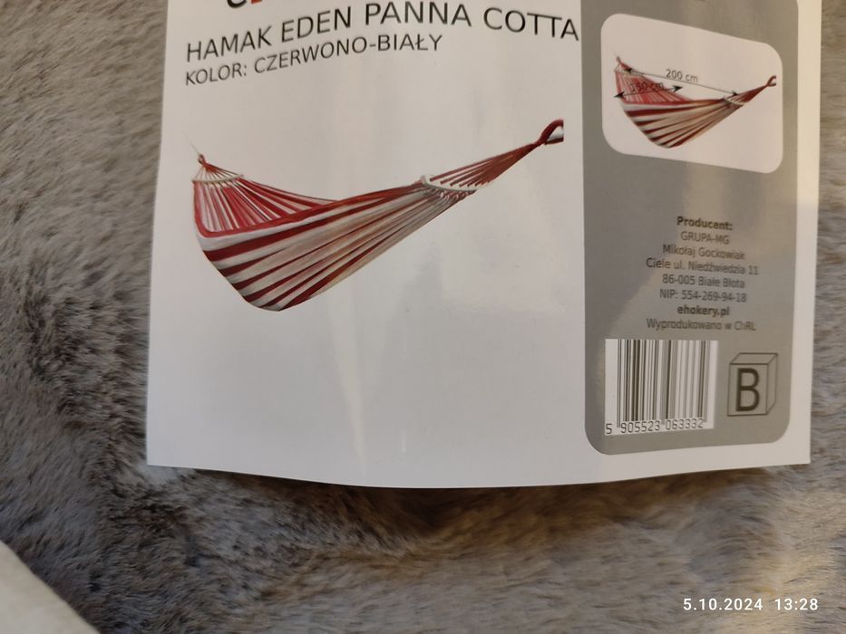 Nowy duży czerwony hamak ogrodowy dla 2 osób