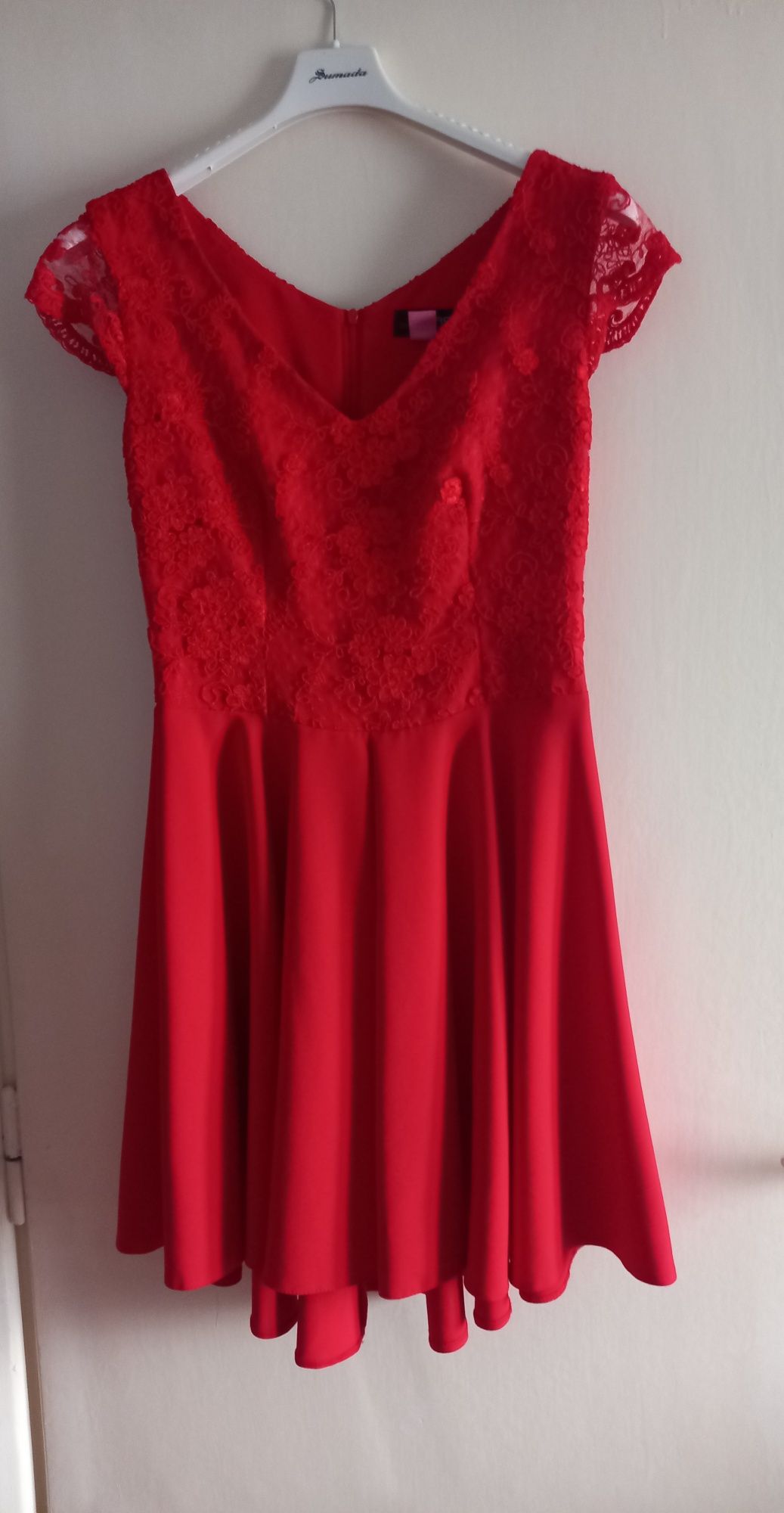 Czerwona sukienka wieczorowa /balowa/ weselna,rozmiar 38