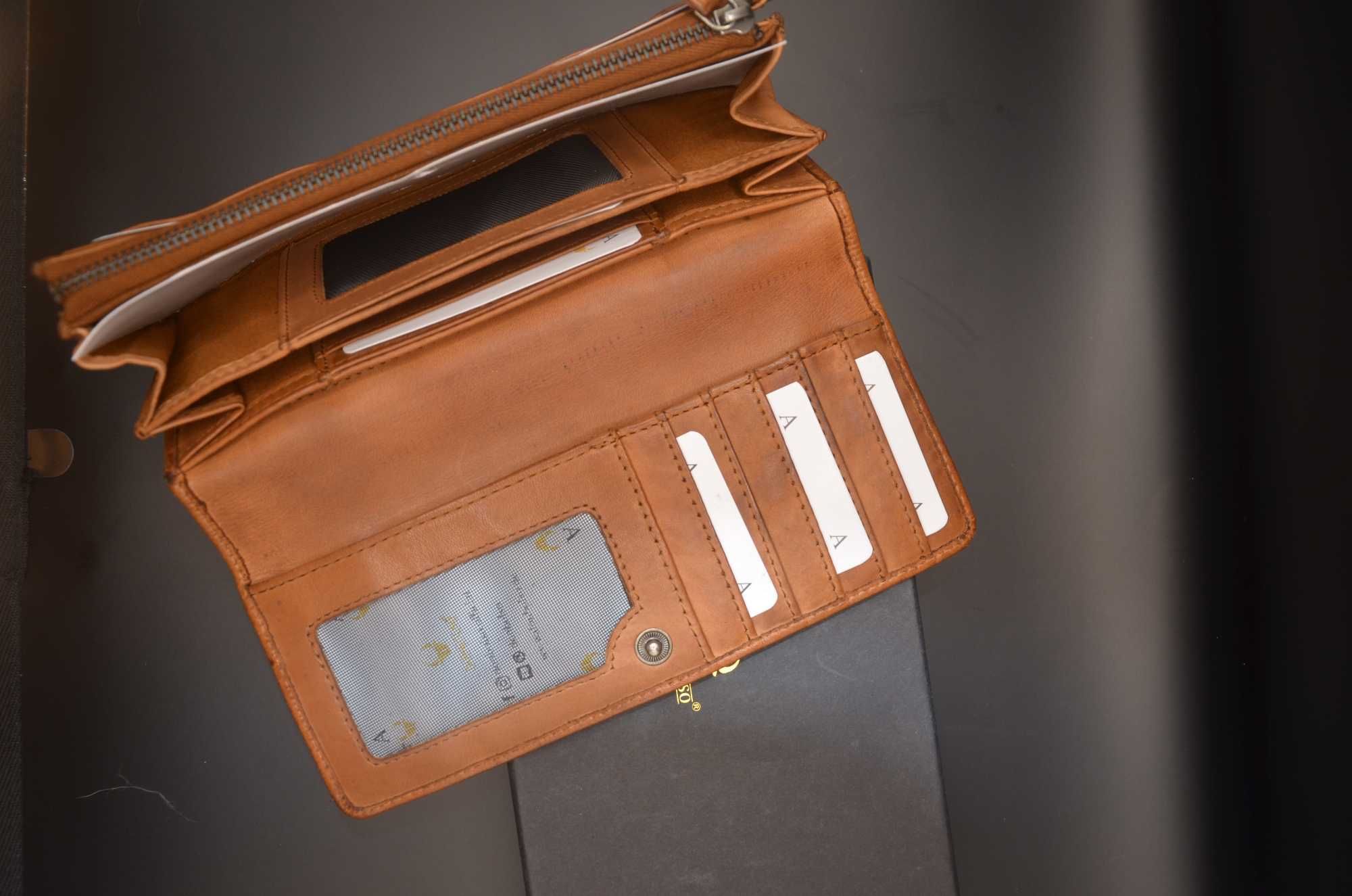 DONBOLSO® Portmonetka  ze spranej skóry dla kobiet z ochroną RFID