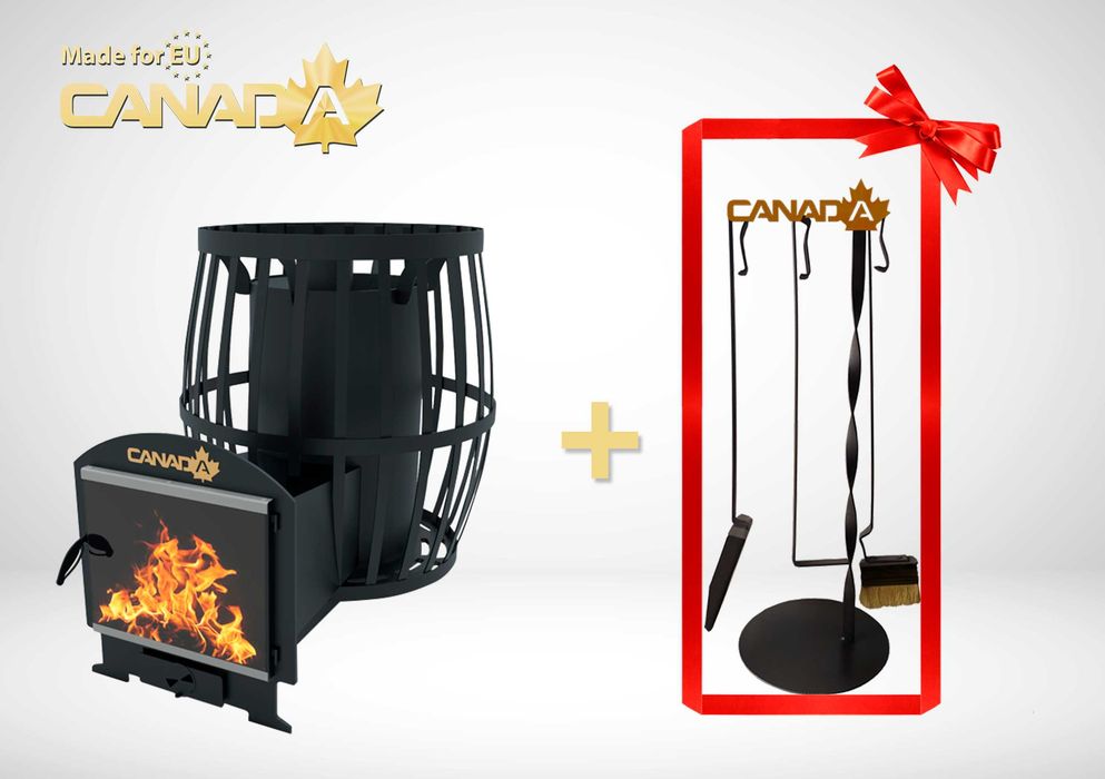 Печь для бани и сауны "Бочка" ТМ "CANADA" + ПОДАРОК