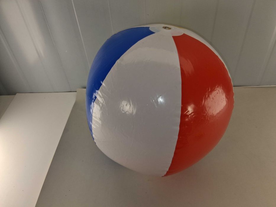N025 Duża Piłka Plażowa Dmuchana 40 Cm Biało Niebiesko Czerwona