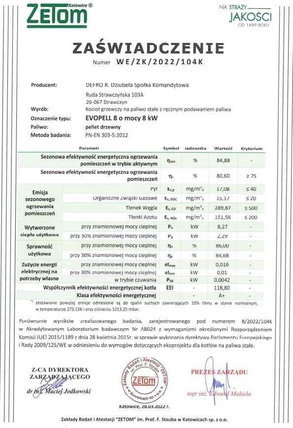 DEFRO Evopell 8 kW kocioł piec na pelet do 100m2  ECODESIGN