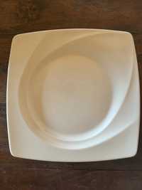 Duze, solidne talerze 6szt białe kwadratowe prostokątne
