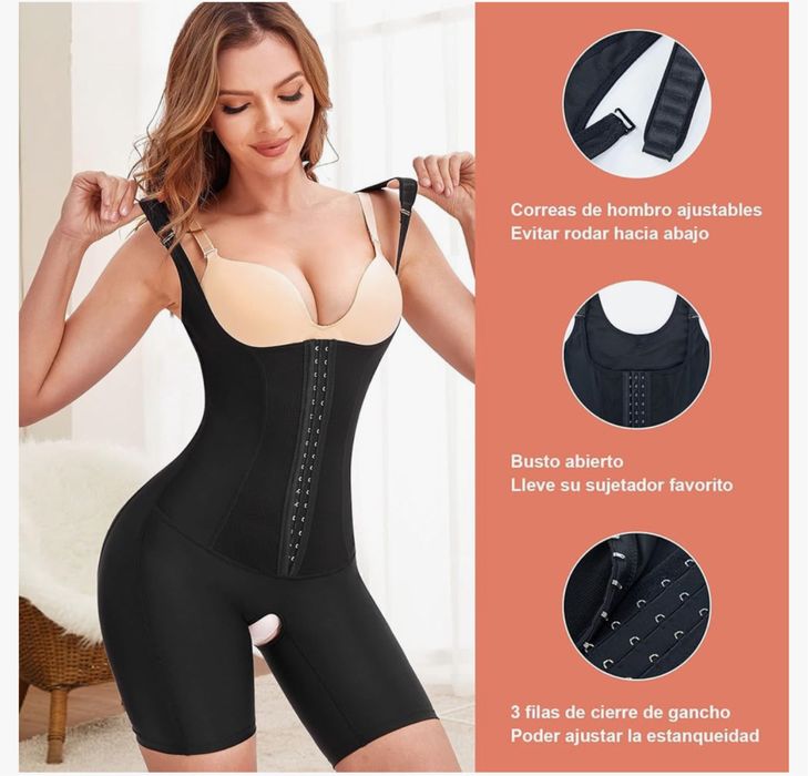 Body Damskie Shapewear Regulowany Gorset Czarny XXL