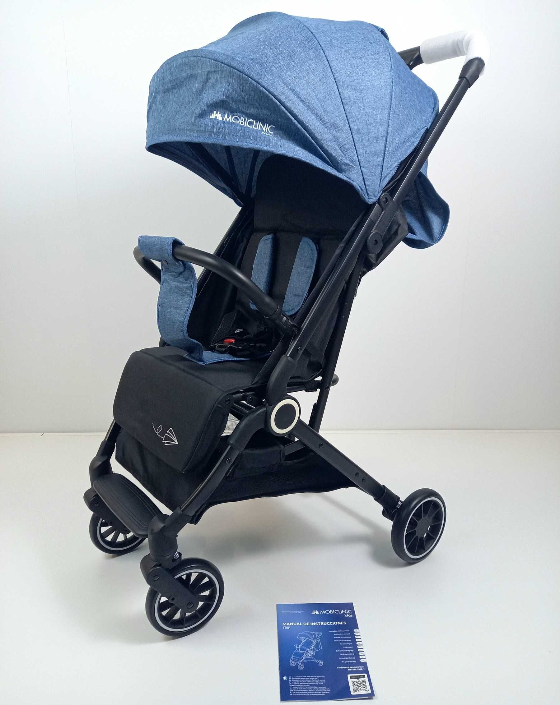 NOWY Wózek spacerowy Mobiclinic TRIP do 15kg niebieski ultrakompaktowy