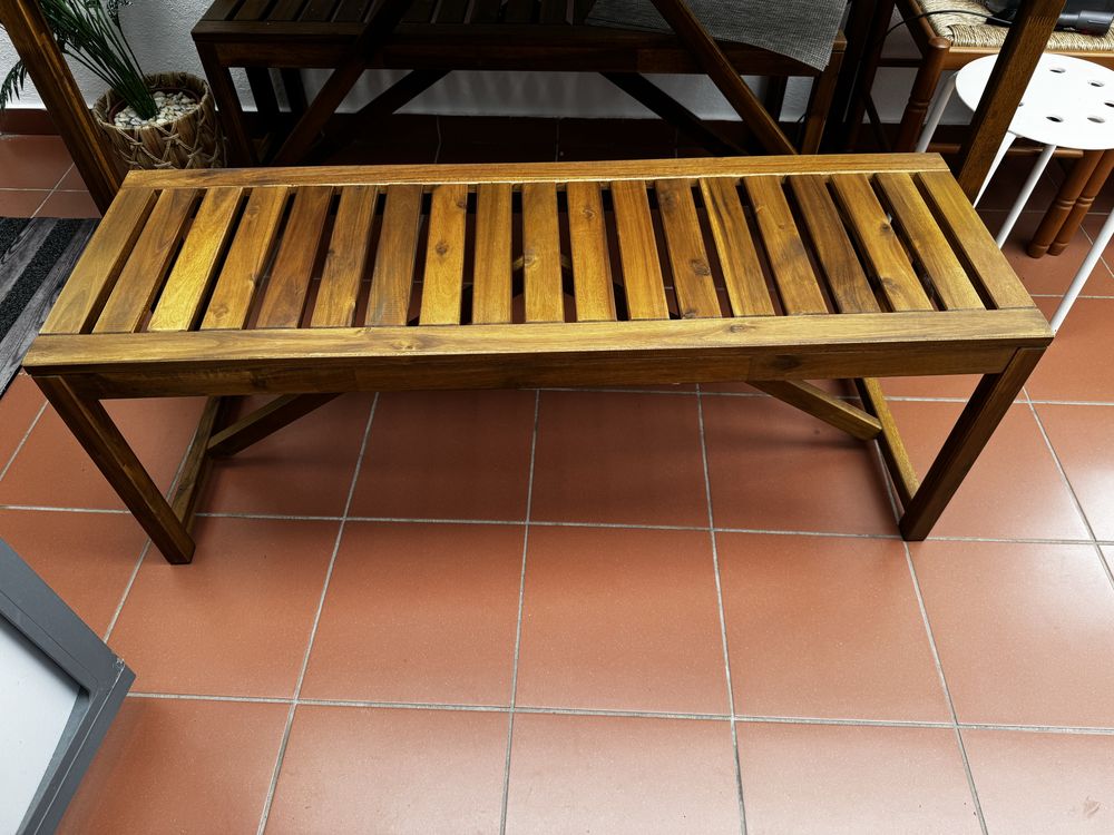 Banco,  exterior, castanho claro com velatura, 120 cm