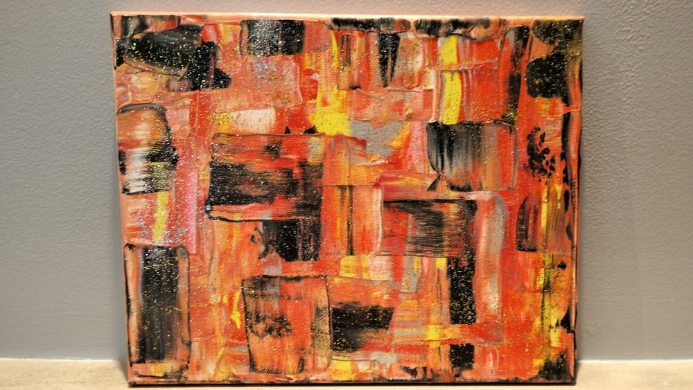 Tela original abstrata em acrílico 24cm por 30cm