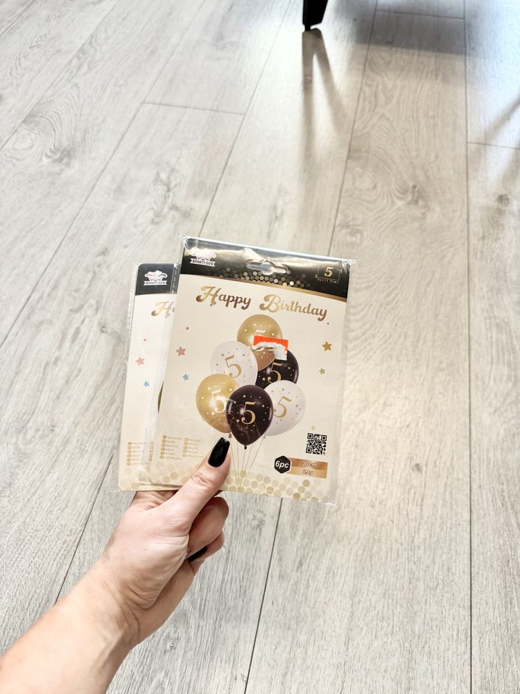 Balony nowe z liczbą 5 dwa opakowania po 6 sztuk