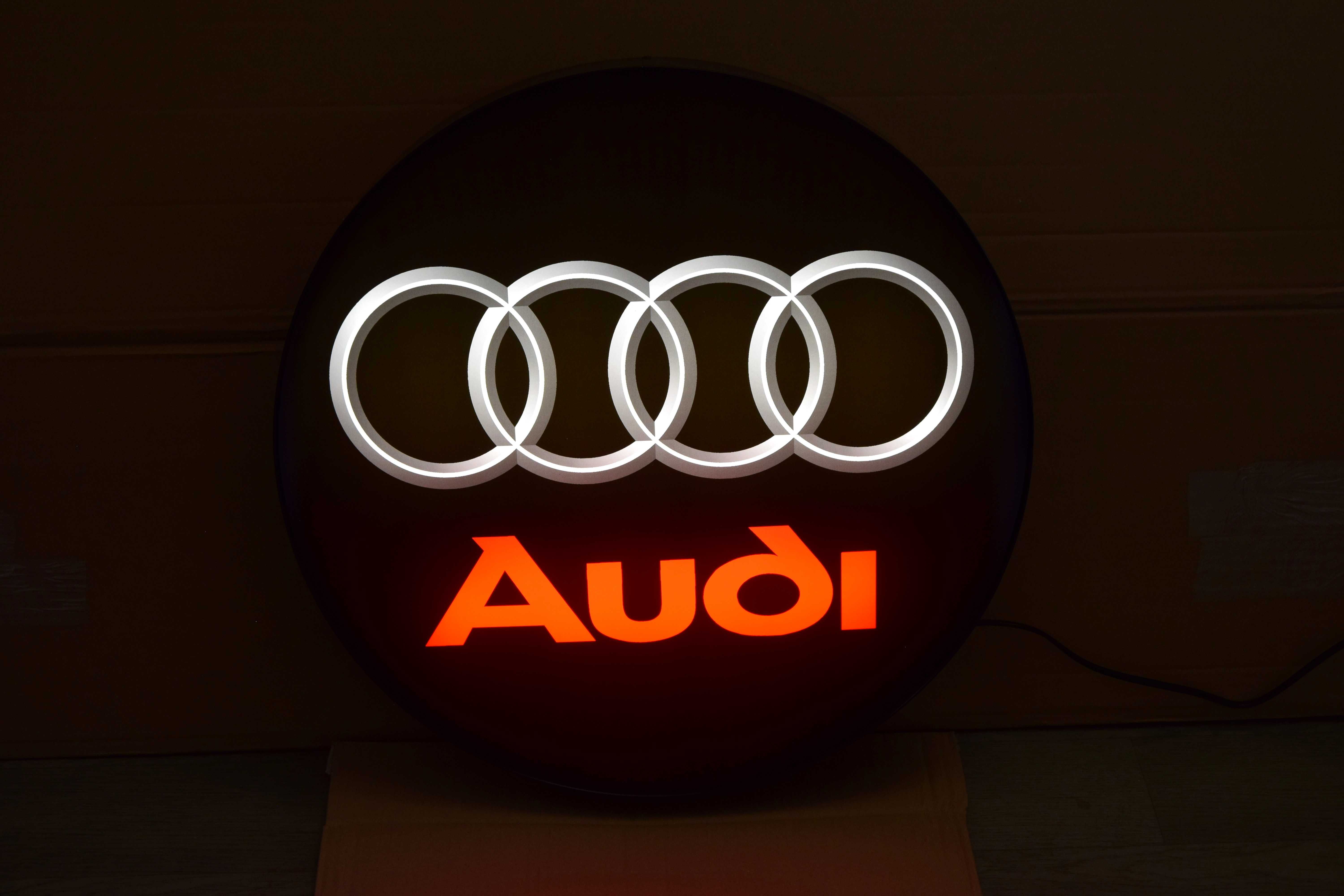 Neon AUDI, Logo LED 3D, Znaczek, Emblemat, Reklama, Baner do serwisu