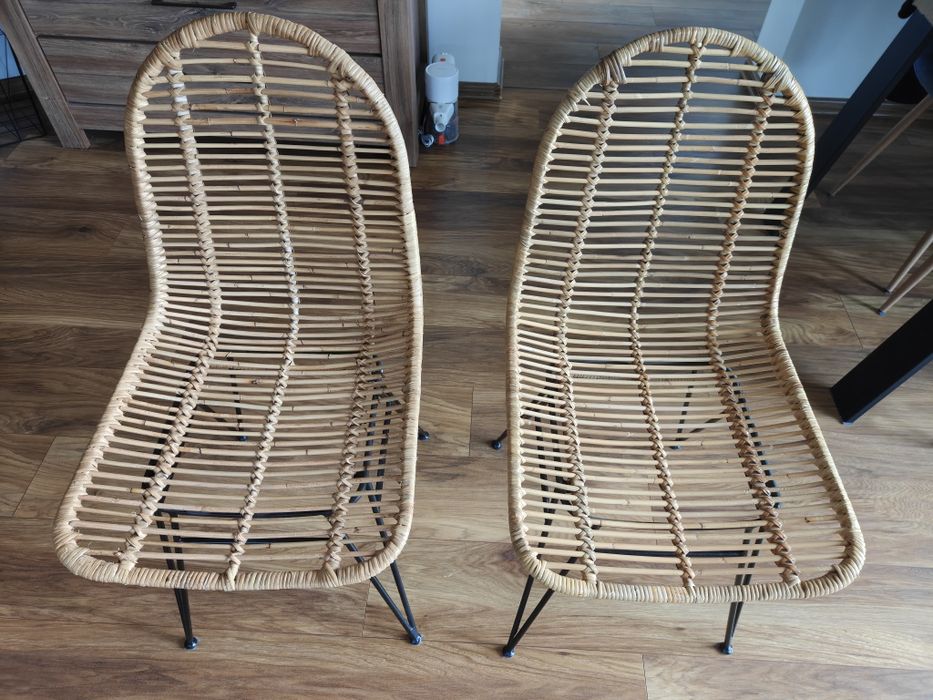Krzesła plecione rattanowe boho