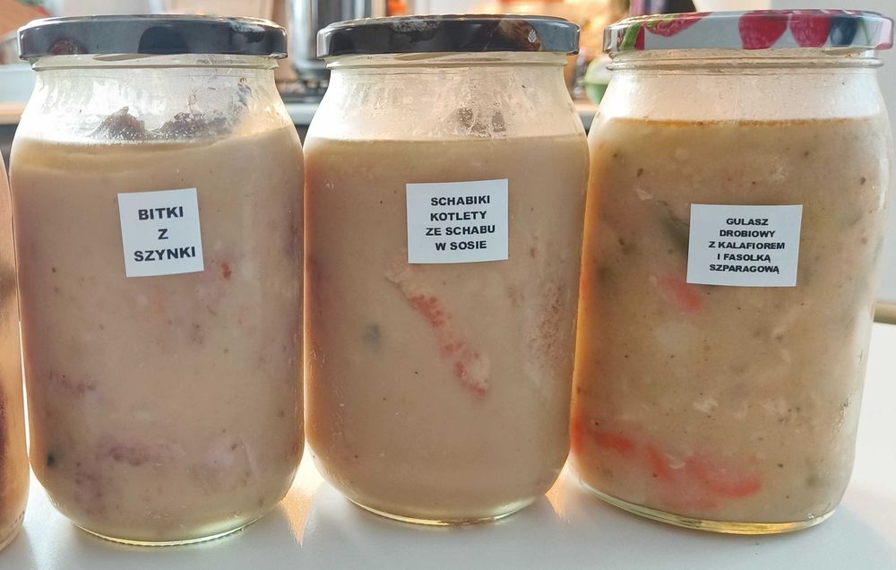 Zestaw obiadów wekowanych w słoikach 14x0,9l wysyłka paczka termiczna